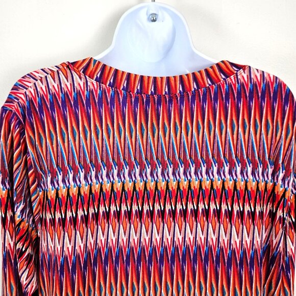 Womens XXL High Low Top Tunic Zig-Zag Multicolor 3/4 Sleeve Comfortable Casual - Picture 4 of 8